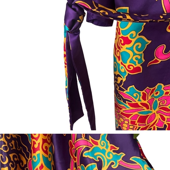 Natori Womens Nightgown Gown and Robe Set Purple Multicolor Floral Size Large - Picture 5 of 5